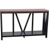 Flash Furniture Charlotte Farmhouse 2-Tier Console Table – Black Finish Engineered Wood Frame – Walnut Finish Tabletop – For Entryway or Living Room(Walnut Top/Black Frame)