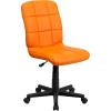 Flash Furniture Clayton Mid-Back Tufted Vinyl Upholstered Swivel Desk Chair with Padded Seat, Modern Adjustable Height Padded Office Chair, Black(Orange)