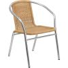 Flash Furniture Commercial Aluminum and Black Rattan Indoor-Outdoor Restaurant Stack Chair(Aluminum and Beige)