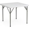 Flash Furniture Elon 2.85′ Square All-Occasion Plastic Folding Event Table with Locking Legs, Folding Banquet Table for Indoor/Outdoor Events, White(Granite White)
