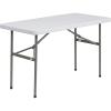 Flash Furniture Elon 4′ Rectangular All-Occasion Plastic Folding Event Table, Folding Banquet Table for Indoor/Outdoor Events, White(Granite White)