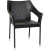Flash Furniture Ethan Commercial Grade Patio Chair, All Weather PE Rattan Wicker Stacking Patio Dining Chair, Set of 2, Gray(Black)