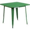 Flash Furniture Felix Commercial Grade 31.5″ Square White Metal Indoor-Outdoor Table(Green)