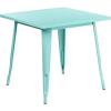Flash Furniture Felix Commercial Grade 31.5″ Square White Metal Indoor-Outdoor Table(Mint Green)