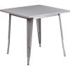 Flash Furniture Felix Commercial Grade 31.5″ Square White Metal Indoor-Outdoor Table(Silver)