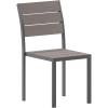 Flash Furniture Finch Commercial Grade Armless Patio Chair, Stackable Side Chair with Faux Teak Poly Slats and Metal Frame, Gray/Gray(Grey)