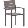 Flash Furniture Finch Commercial Grade Patio Chair with Arms, Stackable Side Chair with Faux Teak Poly Slats and Metal Frame, Natural/Gray(Grey)