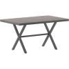 Flash Furniture Finch Commercial Grade X-Frame Outdoor Dining Table 59″ x 35.5″ with Faux Teak Poly Slats and Metal Frame, Gray/Gray(Gray Top/Gray Frame)