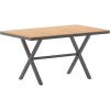 Flash Furniture Finch Commercial Grade X-Frame Outdoor Dining Table 59″ x 35.5″ with Faux Teak Poly Slats and Metal Frame, Gray/Gray(Natural Top/Gray Frame)