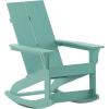 Flash Furniture Finn Modern Commercial Grade Poly Resin Wood Adirondack Rocking Chair – All Weather Red Polystyrene – Dual Slat Back – Stainless Steel Hardware(Sea Foam)