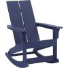 Flash Furniture Finn Modern Commercial Grade Poly Resin Wood Adirondack Rocking Chair – All Weather Red Polystyrene – Dual Slat Back – Stainless Steel Hardware(Navy)