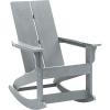 Flash Furniture Finn Modern Commercial Grade Poly Resin Wood Adirondack Rocking Chair – All Weather Red Polystyrene – Dual Slat Back – Stainless Steel Hardware(Grey)