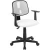 Flash Furniture Flash Fundamentals Mid-Back Black Mesh Swivel Task Office Chair with Pivot Back and Arms(White)