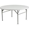 Flash Furniture Freeman 4′ Round Plastic Folding Table with Carrying Handle, Plastic Foldable Table for Indoor/Outdoor Events, White(60.5″ Round)