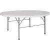 Flash Furniture Freeman 4′ Round Plastic Folding Table with Carrying Handle, Plastic Foldable Table for Indoor/Outdoor Events, White(72″ Round)