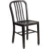 Flash Furniture Gael Commercial Grade 2 Pack Yellow Metal Indoor-Outdoor Chair(Black-antique Gold)
