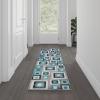 Flash Furniture Gideon Collection 8′ x 8′ Round Abstract Area Rug – Turquoise, Grey, and White Olefin Facing – Cotton Backing – Living Room or Bedroom(Turquoise)