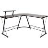 Flash Furniture Glass L-Shape Computer Desk with Silver Metal Frame(Black Top/Black Frame)