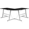 Flash Furniture Glass L-Shape Computer Desk with Silver Metal Frame(Black Top/Silver Frame)