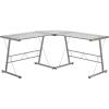 Flash Furniture Glass L-Shape Computer Desk with Silver Metal Frame(Clear/Silver)