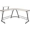 Flash Furniture Glass L-Shape Computer Desk with Silver Metal Frame(White Top/Black Frame)