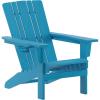 Flash Furniture Halifax Adirondack Chair with Cup Holder, Weather Resistant Poly Resin Adirondack Chair, Gray, Set of 1(Blue)