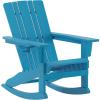 Flash Furniture Halifax Adirondack Rocking Chair with Cup Holder, Weather Resistant Poly Resin Adirondack Rocking Chair, Red(Blue)