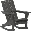 Flash Furniture Halifax Adirondack Rocking Chair with Cup Holder, Weather Resistant Poly Resin Adirondack Rocking Chair, Red(Grey)