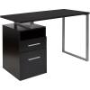 Flash Furniture Harwood Dark Ash Wood Grain Finish Computer Desk with Two Drawers and Silver Metal Frame(Dark Ash)