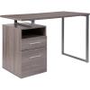 Flash Furniture Harwood Dark Ash Wood Grain Finish Computer Desk with Two Drawers and Silver Metal Frame(Light Ash)