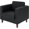Flash Furniture Hercules Artemis Commercial Chair for Reception and Lobby Use with Solid Wood Legs, 2 Outlets, 1 USB, and 1 USB-C Ports, Cognac LeatherSoft(Black)