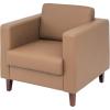 Flash Furniture Hercules Artemis Commercial Chair for Reception and Lobby Use with Solid Wood Legs, 2 Outlets, 1 USB, and 1 USB-C Ports, Cognac LeatherSoft(Cognac)
