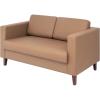 Flash Furniture Hercules Artemis Commercial Loveseat for Reception and Lobby Use with Solid Wood Legs, 2 Outlets, 1 USB, and 1 USB-C Ports, Cognac LeatherSoft(Cognac)