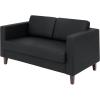 Flash Furniture Hercules Artemis Commercial Loveseat for Reception and Lobby Use with Solid Wood Legs, 2 Outlets, 1 USB, and 1 USB-C Ports, Cognac LeatherSoft(Black)