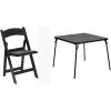 Flash Furniture Hercules Series Folding Chair 4 Pack (1000LB Capacity) and Madelyn Folding Card Table(Black)