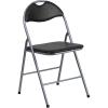 Flash Furniture Hercules Series Metal Folding Chairs with Carrying Handle, Vinyl Upholstered Padded Event Chair, Set of 4, Black(1 Pack)