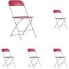 Flash Furniture Hercules Series Plastic Folding Chair – White – 6 Pack 650LB Weight Capacity & Elon 6-Foot Bi-Fold Granite White Plastic Banquet and Event Folding Table(Red)
