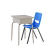 Flash Furniture Hercules Student Desk with Open Front Metal Book Box, Desktop, and Frame and Heavy-Duty Flex Comfort Classroom Stack, Set of 1, Natural Top/Black Chair(Gray Granite Top/Navy Chair)