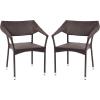Flash Furniture Jace Commercial Grade Stacking, Weather PE Rattan Wicker Patio Dining Chair, Set of 1, Natural(Espresso)