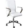Flash Furniture James Mid-Back Designer Executive Office Chair – White LeatherSoft Upholstery – Brushed Gold Base and Arms – Height Adjustable 360° Swivel Seat(White/Chrome)