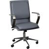 Flash Furniture James Mid-Back Designer Executive Office Chair – White LeatherSoft Upholstery – Brushed Gold Base and Arms – Height Adjustable 360° Swivel Seat(Gray/Chrome)