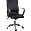 Flash Furniture James Mid-Back Designer Executive Office Chair – White LeatherSoft Upholstery – Brushed Gold Base and Arms – Height Adjustable 360° Swivel Seat(Black/Chrome)