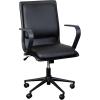 Flash Furniture James Mid-Back Designer Executive Office Chair – White LeatherSoft Upholstery – Brushed Gold Base and Arms – Height Adjustable 360° Swivel Seat(Black/Black)