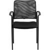 Flash Furniture Jana Comfort Mesh Stackable Steel Side Chair with Nylon Arms and Built-in Lumbar Support, Gray(Black)