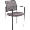 Flash Furniture Jana Comfort Mesh Stackable Steel Side Chair with Nylon Arms and Built-in Lumbar Support, Gray(Grey)