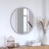 Flash Furniture Jennifer Metal Framed Wall Large Accent Mirror for Bathroom, Vanity, Entryway, Dining, Living Room, 27.5″ Round, Gold(Silver)