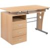 Flash Furniture Joshua White Desk with Three Drawer Pedestal and Pull-Out Keyboard Tray(Maple)