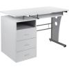 Flash Furniture Joshua White Desk with Three Drawer Pedestal and Pull-Out Keyboard Tray(White)