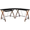 Flash Furniture Jude Black Glass L-Shape Corner Computer Desk with Pull-Out Keyboard Tray(Black)