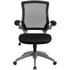 Flash Furniture Kale Mid-Back Black Mesh Swivel Ergonomic Task Office Chair with Gray Frame and Flip-Up Arms